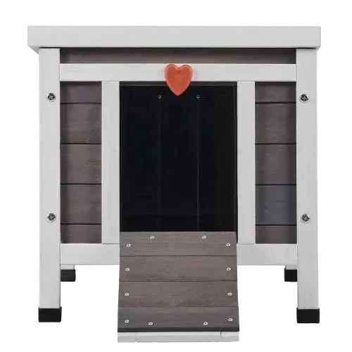 VEVOR Katzenhaus für draußen, wetterfest, Unterschlupf für Wildkatzen für mehrere Katzen, Katzen-/Kaninchenhaus aus Holz für draußen mit PVC-Türklappen und offenem Dach, 21"L x 17"B x 17"H – Bild 8