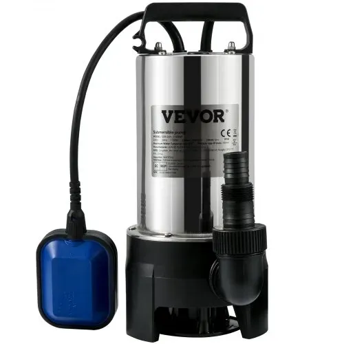 VEVOR Tauchpumpe 1100W Schmutzwasserpumpe 230V Gartenpumpe Durchfluss 333,3L/min Schmutzwassertauchpumpe IPX8 Auslass zuschneidbar zum Pumpen von Wasser aus Schwimmbädern Teichen – Bild 8
