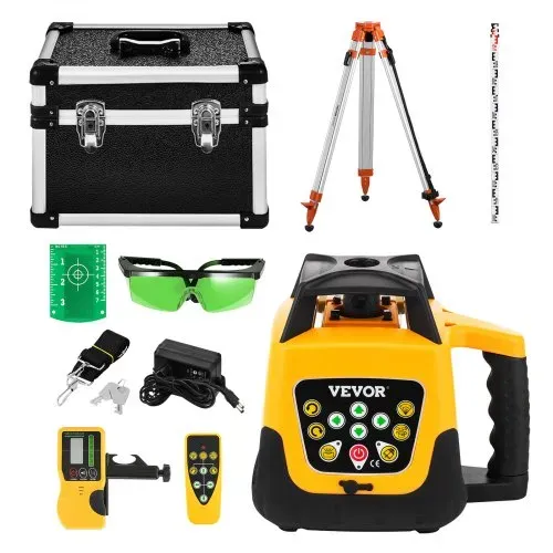 VEVOR Rotationslaser-Nivellierset mit Stativ & Messlatte, Grünem Laserstrahl, 500 m Reichweite, einstellbarer Neigung, 360° Drehbar, Flexiblem Scanwinkel, inkl. Fernbedienung & Tragetasche – Bild 8