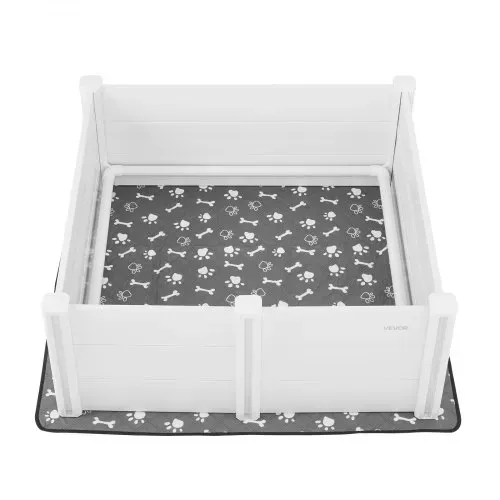 VEVOR Wurfkiste für Hunde, 122x122x46cm, Welpenlaufstall aus Kunststoff-PVC mit höhenverstellbarer Tür & waschbarer Pipi-Unterlage, verformungssicherer Welpenkiste für große Hunde, Milchweiß – Bild 8