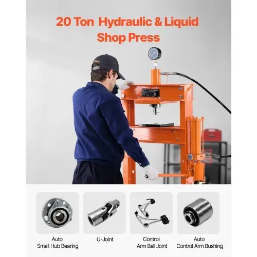 VEVOR hydraulische Werkstattpresse 20 t (H-Rahmen) mit Pressplatte, einstellbare Hydraulikpresse (Max. Zylinder 14 cm) mit Dreieckstütze, geeignet zum Biegen & Richten & Stanzen Orange VEVOR hydraulische Werkstattpresse 20 t (H-Rahmen) mit Pressplatte, einstellbare Hydraulikpresse (Max. Zylinder 14 cm) mit Dreieckstütze, geeignet zum Biegen & Richten & Stanzen Orange