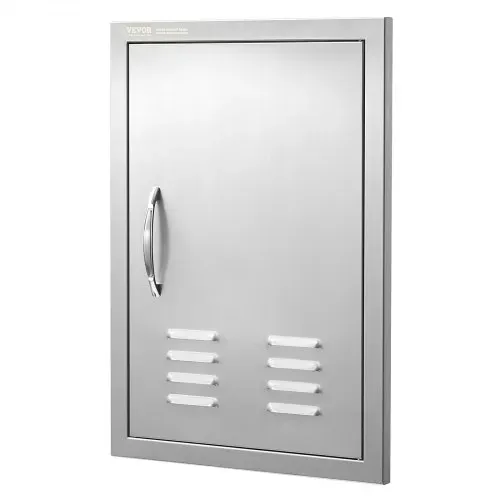 VEVOR Grill-Zugangstür, 610 x 431 mm, Einzelne Außenküchentür, Flächenbündig Montierte Edelstahltür, Vertikale Wandtür mit Griff, Lüftungsschlitzen und Haken, für Grillinsel, Grillstation – Bild 9