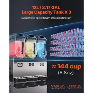 VEVOR kommerzielle Slusheis Maschine 12 L x 3 Dreifachtank-Maschine für gefrorene Getränke, 144 Tassen Edelstahl Slush-Eis-Maschine mit Tastenfeld Softeis Maker für Partys Restaurants Cafés Bars VEVOR kommerzielle Slusheis Maschine 12 L x 3 Dreifachtank-Maschine für gefrorene Getränke, 144 Tassen Edelstahl Slush-Eis-Maschine mit Tastenfeld Softeis Maker für Partys Restaurants Cafés Bars
