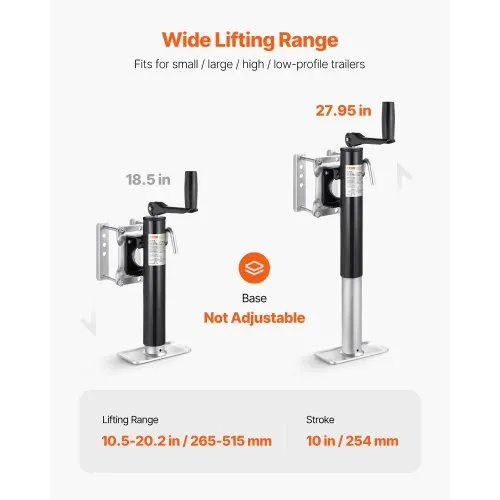 VEVOR Anhängerheber, 907 kg dynamische Tragkraft, robuste, schwenkbare Ausdrehstütze, 265-515 mm Abstellstütze mit Griff für Wohnwagenanhänger, Pferdeanhänger, Nutzanhänger und Yachtanhänger – Bild 4