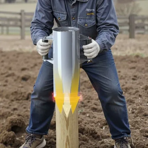 VEVOR Pfahlramme, Handramme mit 2 Handgriffen, Pfostenramme für Holzzäune, Zaunpfahlramme für T-Pfosten mit Innendurchmesser bis zu 15,5 cm, Ideal für Bauernhof, Garten, Hof, 430x308x165,5 mm – Bild 7