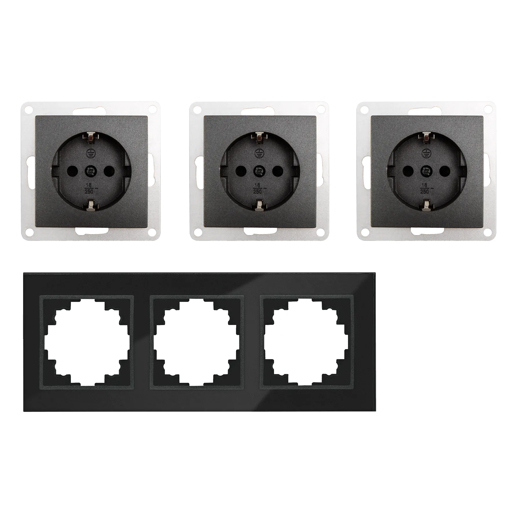 Steckdosen Set McPower Flair ''Beginner 3S-Style Profi'' anthrazit, Glasrahmen, Steckanschluss – Bild 3