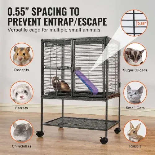 VEVOR 86,4 cm rollender Frettchenkäfig aus Metall, großer 2-stöckiger Critter Nation-Käfig, Kleintierkäfig mit Rampen und Tablett, einfach aufzubauen für Hausratten, Hamster, Meerschweinchen, Chinchillas, Eichhörnchen, Igel, Hasen – Bild 2