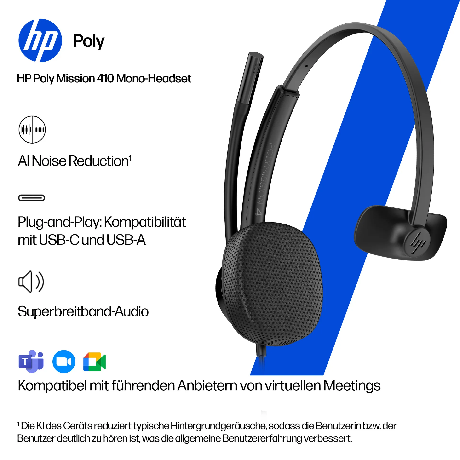 HP Poly Mission 425 kabelgebundenes Stereo-USB-Headset (unverpackt) – Bild 7