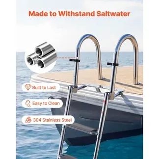 VEVOR Bootsleiter Ausziehbar, Badeleiter mit 4 Rutschfesten Stufen Breitem Pedal & Handlauf, 272kg Belastbare Schwimmdeckleiter für Heckeinstieg, Teleskopleiter aus 304 Edelstahl für Boote Docks Pool VEVOR Bootsleiter Ausziehbar, Badeleiter mit 4 Rutschfesten Stufen Breitem Pedal & Handlauf, 272kg Belastbare Schwimmdeckleiter für Heckeinstieg, Teleskopleiter aus 304 Edelstahl für Boote Docks Pool