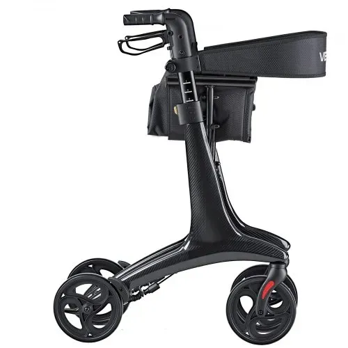 VEVOR Rollator Faltbar mit Sitz, Leichter Gehwagen mit 8 Zoll Reifen, Gehhilfe bis 136kg mit Rückenlehne Tasche Gehstockhalter, Höheverstellbare Laufhilfe mit Feststellfunktion für Senioren, Schwarz – Bild 9