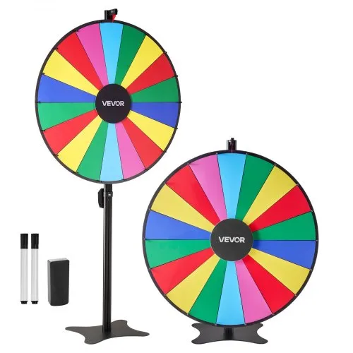 VEVOR Glücksrad Drehrad (914 mm) 18 Slots Glücksrad mit Ständer, höhenverstellbar, Lotteriespiele Gewinn-Roulette mit Tafelschwamm & 2 Markern, 6 Farben, ideal für Party Kneipe Messe VEVOR Glücksrad Drehrad (914 mm) 18 Slots Glücksrad mit Ständer, höhenverstellbar, Lotteriespiele Gewinn-Roulette mit Tafelschwamm & 2 Markern, 6 Farben, ideal für Party Kneipe Messe