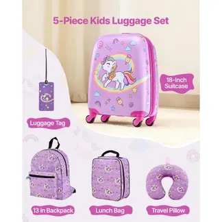 VEVOR 5 tlg. Kinderkoffer Set, 457,2 mm, Hartschalenkoffer mit Kindertrolley, Rucksack, Nackenkissen, Lunchbox & Kofferanhänge, Kofferset fürJungen & Mädchen, praktisch für Reisen Fliegen (Einhorn) VEVOR 5 tlg. Kinderkoffer Set, 457,2 mm, Hartschalenkoffer mit Kindertrolley, Rucksack, Nackenkissen, Lunchbox & Kofferanhänge, Kofferset fürJungen & Mädchen, praktisch für Reisen Fliegen (Einhorn)