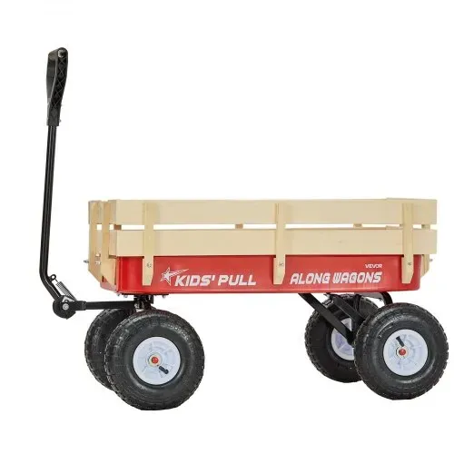 VEVOR Handwagen für Kinder, 102 cm Bollerwagen, Transportwagen mit Schiebestange, aus Holz & Metal, max. 150 kg tragbar, ideal für Kinder ab 5 Jahren, Garten, Ausflüge & Strand, Farbe Rot & Schwarz – Bild 8
