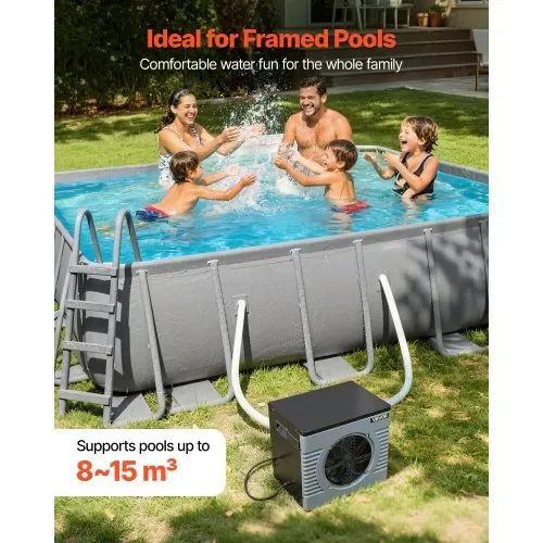 VEVOR Pool-Wärmepumpe 4160 W Nennleistung, Elektrische Poolheizung für Aufstellpools bis 15 m³, Max. COP 5,14, Geräuscharm, FI-Schutzschalter, Heiztemperatur 15–40 °C, Heiz- & Kühlmodus – Bild 3