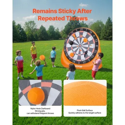 VEVOR aufblasbares Fußball-Dartboard, über 1,83 m hohes riesiges Fußball-Dartboard mit 4 Kickbällen & 6 Darts & 6 Äxten & Luftpumpe, ideal für riesige Gartenspiele, riesiges Kick-Darts-Spiel – Bild 5
