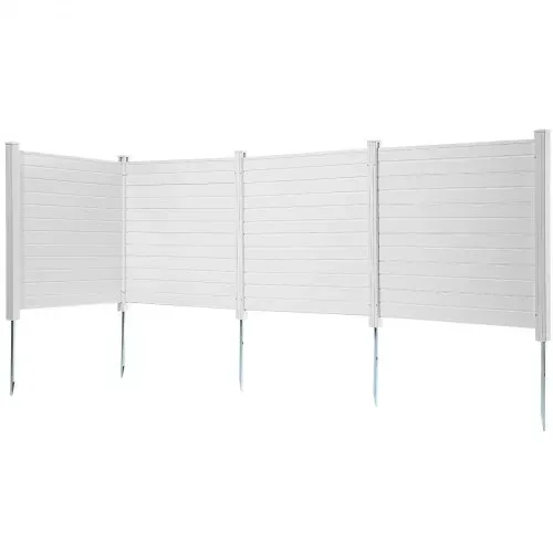VEVOR 4xPaneele Gartenzaun 122x122cm Sichtschutzzaun PVC und verzinktes Blech-Erdspieß Windschutzzaun Metallpfähle bis 50cm Lamellenzaun Steckzaun Sichtschutz ideal für Pool-Ausrüstung Klimaanlagen – Bild 9