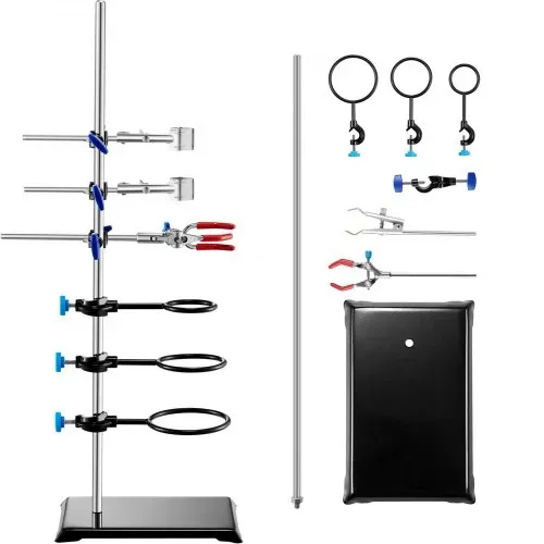 VEVOR Laborständer-Unterstützung, Labor-Retorten-Stützständer 1 Satz, Laborständer aus Stahl mit 60 cm Stab & 210,82 x 135 mm Gusseisenbasis, inkl. Kolbenklemmen, Bürettenklemmen und Kreuzklemmen – Bild 8