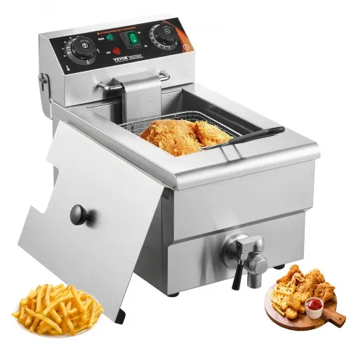 VEVOR kommerzielle Fritteuse, 1500 W elektrische Fritteuse mit Korb, 9 L Edelstahl Fritteuse mit Zeit- und Temperaturkontrolle, Überhitzungsschutz, Fritteuse für Küche Restaurant Café Bar VEVOR kommerzielle Fritteuse, 1500 W elektrische Fritteuse mit Korb, 9 L Edelstahl Fritteuse mit Zeit- und Temperaturkontrolle, Überhitzungsschutz, Fritteuse für Küche Restaurant Café Bar