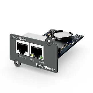 CyberPower RMCARD205 Netzwerkkarte 100MB, IPv4/v6, SNMPv1/v3, HTTP/HTTPs, TCP/IP, UDP, DHCP, NTP, DNS, SMTP, SSH, SSL, TLS, Telnet, FTP und Syslog, komp. mit ext. Sensor (Optional), für Expansion Port CyberPower RMCARD205 Netzwerkkarte 100MB, IPv4/v6, SNMPv1/v3, HTTP/HTTPs, TCP/IP, UDP, DHCP, NTP, DNS, SMTP, SSH, SSL, TLS, Telnet, FTP und Syslog, komp. mit ext. Sensor (Optional), für Expansion Port