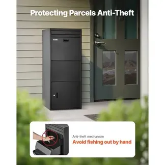 VEVOR Paketbriefkasten 1198x500x360 mm, Paketkasten mit Schloss, Paketbriefbox aus verzinktem Stahl mit Diebstahlschutzdesign, Packstation für Zuhause und das Büro, schwarz VEVOR Paketbriefkasten 1198x500x360 mm, Paketkasten mit Schloss, Paketbriefbox aus verzinktem Stahl mit Diebstahlschutzdesign, Packstation für Zuhause und das Büro, schwarz