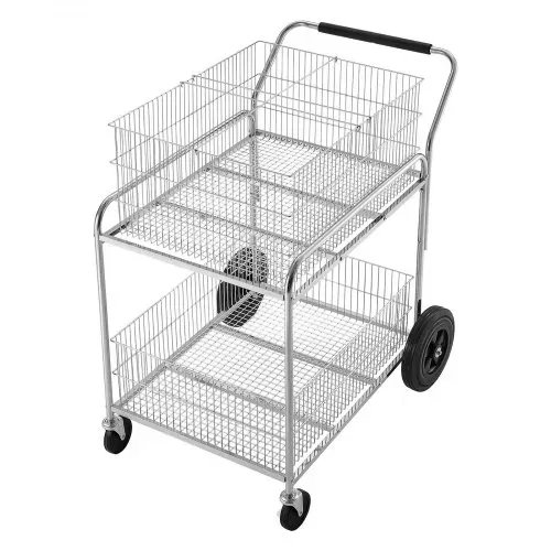 VEVOR Rollbarer Aktenwagen, 2-stöckig, fahrbarer Draht-Postwagen mit feststellbaren Rädern, für Büroarchive, robuster Aktenordner-Organizer, Tragkraft 120 kg, Maße: 95,4 x 56,9 x 96,5 cm – Bild 10