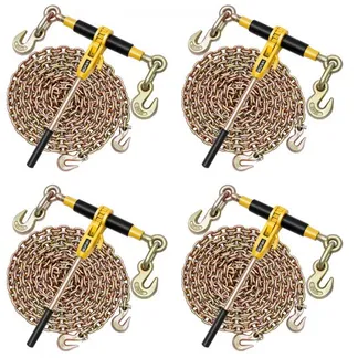 VEVOR Ratschenspanner mit Zurrketten G80 10 mm x 6,1 m, 4er-Set, Spannkraft 4173 kg, Transportkettenbefestigungen, Kettenbinder zur Ladungssicherung, Transport, Pritschenanhänger VEVOR Ratschenspanner mit Zurrketten G80 10 mm x 6,1 m, 4er-Set, Spannkraft 4173 kg, Transportkettenbefestigungen, Kettenbinder zur Ladungssicherung, Transport, Pritschenanhänger