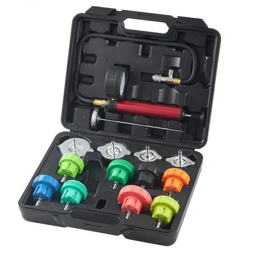 VEVOR 14-teiliges Kühlerkühlmittel-Druckprüfer-Set Abdrückgerät, Abdrücken Tester Kühlwasser Befüllgerät, Kühler Entlüftungsgerät Kühlsystemtester inkl. Thermometer, 4 Metalladapter und 8 Prüfkappen VEVOR 14-teiliges Kühlerkühlmittel-Druckprüfer-Set Abdrückgerät, Abdrücken Tester Kühlwasser Befüllgerät, Kühler Entlüftungsgerät Kühlsystemtester inkl. Thermometer, 4 Metalladapter und 8 Prüfkappen
