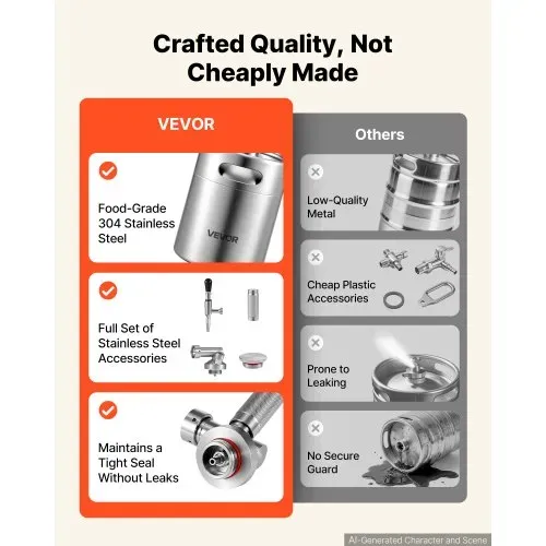 VEVOR Nitro-Cold-Brew-Kaffeefass 2 L, Edelstahl-Kaffeemaschine mit Zapfhahn, Heimbrüh-Kaffeefass, Tragbares Kaffeefass mit Spender und Druckentlastungsventil, Geeignet für Kaffeeliebhaber – Bild 4