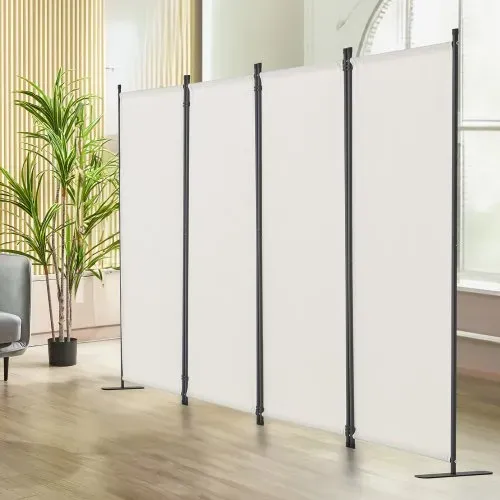 VEVOR Raumteiler Trennwand 4-teiliger Paravent Stellwand, faltbarer Sichtschutz für Büro Schlafzimmer Esszimmer Arbeitszimmer Balkon, Raumtrenner freistehend ( 228 x 45 x 172,5 cm), weiß – Bild 7