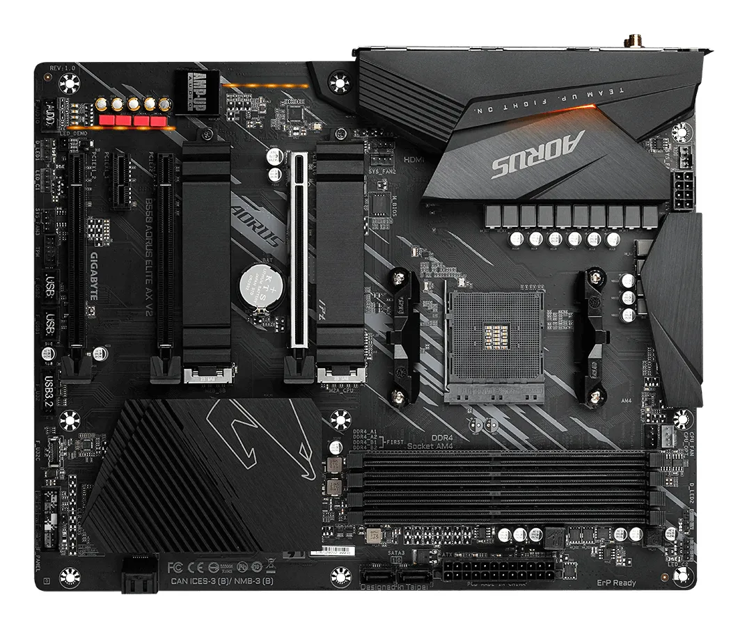 GIGABYTE B550 AORUS ELITE AX V2 Mainboard – AMD Ryzen 5000 CPUs, 12+2 Phasen VRM, bis zu 4733 MHz DDR4, 1xPCIe 4.0 + 1xPCIe 3.0 M.2, Wi-Fi 6E, 2.5GbE LAN, USB 3.2 Gen 2 – Bild 2
