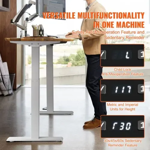 VEVOR Schreibtisch Gestell mit Doppelmotor, einstellbare Höhe 70-117 cm und Länge 110-178 cm, elektrisch verstellbares Tischgestell, ergonomische DIY-Arbeitsplatzbasis (nur weißer Rahmen) – Bild 5