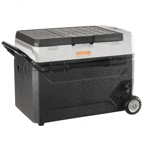 VEVOR Camping Kühlschrank 53 L Kühlbox, 12 / 24 V Rollbare Elektrische Gefrierbox 2 in 1 Doppelzone, Auto Kühlschrank Kompressor zum Warmhalten und Kühlen 60 W Tragbar Handgriff Boot, Lkw, Mobil Grau – Bild 8