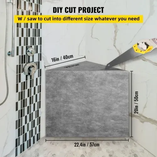 VEVOR Befliesbare Sitzbank dreieckig 57x40x50cm Sitzbank Badezimmer EPS-Verbundstoff Duschsitz 200kg Tragfähigkeit Duschstuhl 0,08㎡ Abdeckfläche 90° Innen- und Außenecken Ideal für Bad Duschbereiche – Bild 3