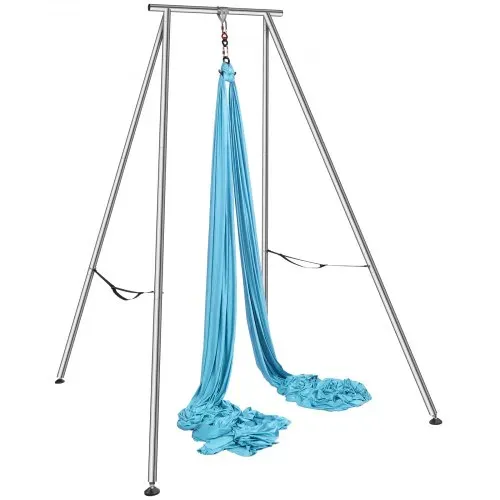 VEVOR Aerial Yoga Hängematte mit Yogarahmen 12 x 2,6 m, Blau Yoga Swing Air Fliegen, Yoga-Schaukel Hammock Swing 250 kg Max. Tragfähigkeit, inkl. Yoga-Socken & Fußpolster, Anti-Gravity-Übungen – Bild 8