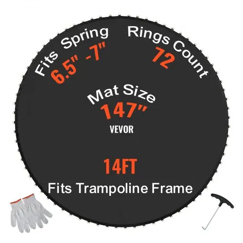VEVOR Ersatz-Trampolinmatte Sprungmatte universell für rundes 426 cm Trampolin, verstärkte UV-beständige Matte mit Federwerkzeug & langlebigen V-Ringen, passend für Federlängen von 16,5 bis 17,8 cm VEVOR Ersatz-Trampolinmatte Sprungmatte universell für rundes 426 cm Trampolin, verstärkte UV-beständige Matte mit Federwerkzeug & langlebigen V-Ringen, passend für Federlängen von 16,5 bis 17,8 cm