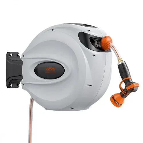 VEVOR Schlauchaufroller, 12mmx30 m, wandmontierter Schlauchaufroller, Wand Schlauchbox mit Düse mit 9 Mustern, automatisches Rücklaufsystem mit langsamer Rückführung & 180°-Schwenkhalterung – Bild 8