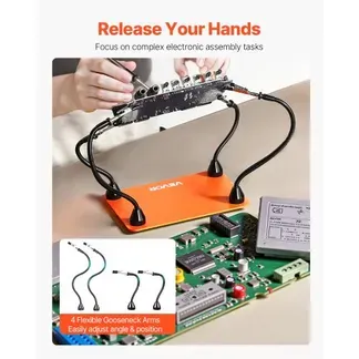 VEVOR Löthilfe Dritte Hand 201x140x3 mm, magnetische Lötstation, 4 flexible Arme, mit Krokodilklemmen und rutschfester Stahlbasis, für elektronische Reparaturen, Basteln, Hobby, Heimwerken VEVOR Löthilfe Dritte Hand 201x140x3 mm, magnetische Lötstation, 4 flexible Arme, mit Krokodilklemmen und rutschfester Stahlbasis, für elektronische Reparaturen, Basteln, Hobby, Heimwerken