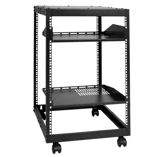 VEVOR 15U-Server-Rack mit offenem Rahmen, 15''-40'' verstellbare Tiefe, freistehender oder wandmontierter Netzwerk-Server-Rack, 4-Pfosten-AV-Rack mit Rollen, bietet Platz für Ihre gesamte Netzwerk-IT- – Bild 9