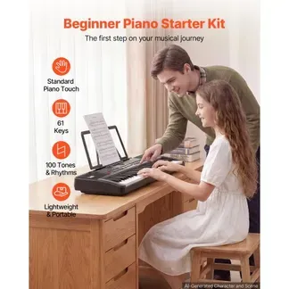 VEVOR Digitalpiano 61 Tasten Halbgewichtet E-Piano Elektronisches Keyboard für Anfänger und Musikliebhaber, 100 Klänge und Rhythmen, mit HiFi-Stereolautsprecher, Notenablage, USB-/MIDI-Anschluss VEVOR Digitalpiano 61 Tasten Halbgewichtet E-Piano Elektronisches Keyboard für Anfänger und Musikliebhaber, 100 Klänge und Rhythmen, mit HiFi-Stereolautsprecher, Notenablage, USB-/MIDI-Anschluss