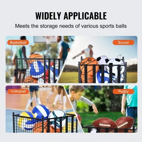 VEVOR Ballwagen Rollwagen 507 x 500 x 545 mm Sportbällen, Abschließbarer Basketballkäfig Ballkäfig, Sportausrüstung für den Innen- und Außenbereich, Rollbar Aufbewahrungswagen aus Stahl für Garagen – Bild 5