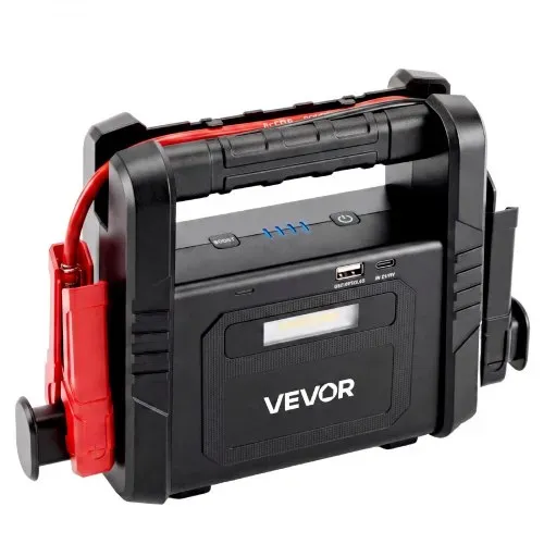 VEVOR Starthilfe Powerbank 6000 A Spitzenleistung 12 V Tragbar Schwarz Starthilfegerät für Benzin- und Dieselfahrzeuge bis 10 L, 3-Modus-LED-Notfalltaschenlampe, USB-Ausgang, Gehäuse aus ABS & PC – Bild 10