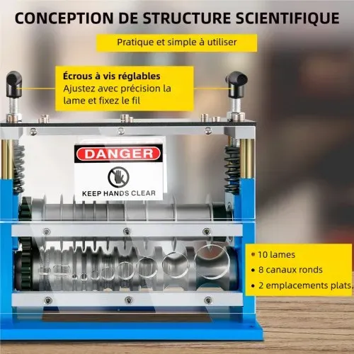 VEVOR Elektrische Abisoliermaschine, 370 W, 1,5 mm-38 mm, Kabelabisoliermaschine, Kabel Abisolierwerkzeug, 11 Kanäle 10 Klingen zum Recycling von Kupferdrähten/Entfernen, Isolierung aus Kunststoff – Bild 5