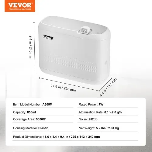 VEVOR HVAC-Duftdiffusor, 850 ml, Kaltluft-Duftluftmaschine, 465 ㎡, wasserlos – Bild 6