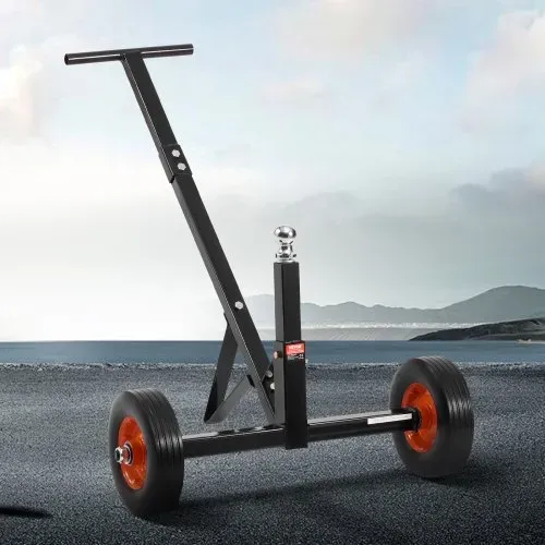 VEVOR Rangierhilfe Anhänger, Anhängerwagen, 272 kg Stützlast, 42 & 56cm einstellbare Höhe, 47,3mm Kupplungskugel, 254 mm Vollgummireifen, zum Bewegen von Wohnmobil-Bootsanhängern – Bild 7