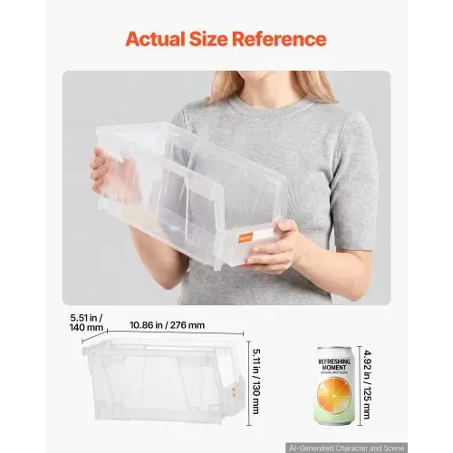 VEVOR Stapelboxen, 276x140x130 mm (8er-Pack), Lagerboxen zum Organisieren & Aufbewahren, Sichtlagerboxen, Sichtlagerkasten, für Schrank, Garage, Kleinteile, Bürobedarf, anderes Zubehör, transparent VEVOR Stapelboxen, 276x140x130 mm (8er-Pack), Lagerboxen zum Organisieren & Aufbewahren, Sichtlagerboxen, Sichtlagerkasten, für Schrank, Garage, Kleinteile, Bürobedarf, anderes Zubehör, transparent
