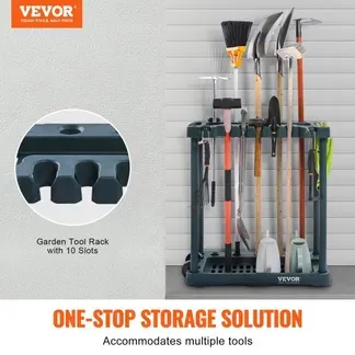 VEVOR Gartengeräte Ständer 75x35x82cm Gerätehalter Organizer PP Mehrzweck Gartengeräteaufbewahrungsregal 10 Werkzeugfächer Anti-Kipp-System Gartenwerkzeug Halter Besenhalter Garage Garten Zimmer VEVOR Gartengeräte Ständer 75x35x82cm Gerätehalter Organizer PP Mehrzweck Gartengeräteaufbewahrungsregal 10 Werkzeugfächer Anti-Kipp-System Gartenwerkzeug Halter Besenhalter Garage Garten Zimmer