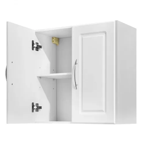 VEVOR Wandschrank für Waschküche, 2-stöckiger Wandhängeschrank mit verstellbarer Ablage, Küchenschrank mit2 Türen, für Küche Bad Wäscherei, 30 x 60 x 60 cm (T x B x H), Oberschrank Weiß – Bild 9