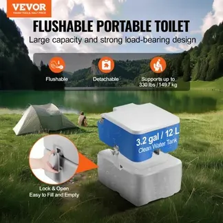 VEVOR Tragbare Toilette für Camping, Porta Potty mit Tragetasche, 5,3 Gallonen Abwassertank und 3,2 Gallonen Spültank, Toilettenstuhl mit Druckknopfspülung, auslaufsichere und geruchslose Reisetoilette fürs Campingauto VEVOR Tragbare Toilette für Camping, Porta Potty mit Tragetasche, 5,3 Gallonen Abwassertank und 3,2 Gallonen Spültank, Toilettenstuhl mit Druckknopfspülung, auslaufsichere und geruchslose Reisetoilette fürs Campingauto