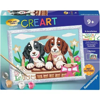CreArt – Hunde im Körbchen, Malen CreArt – Hunde im Körbchen, Malen