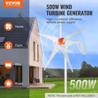 VEVOR 500 W Windkraftanlage 12 V Windgenerator 5-Blatt-Windkraftgenerator mit MPPT-Regler einstellbare Windrichtung und 2,5 m/s Startwindgeschwindigkeit geeignet für Zuhause Bauernhof Wohnmobile Boote VEVOR 500 W Windkraftanlage 12 V Windgenerator 5-Blatt-Windkraftgenerator mit MPPT-Regler einstellbare Windrichtung und 2,5 m/s Startwindgeschwindigkeit geeignet für Zuhause Bauernhof Wohnmobile Boote